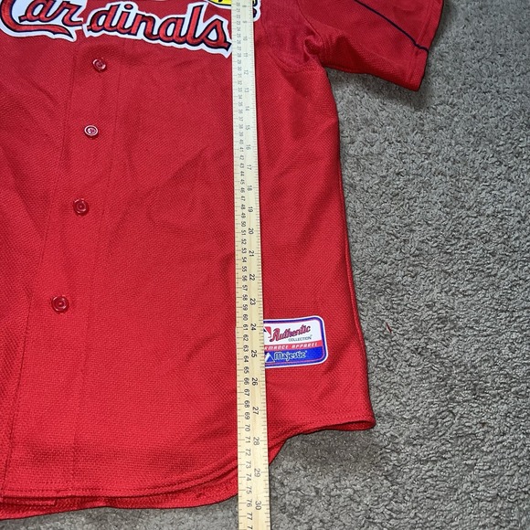 Edgar Renteria #3 St. Louis Cardinals MLB Vintage Majestic Sewn Red Jersey L - Picture 5 of 6